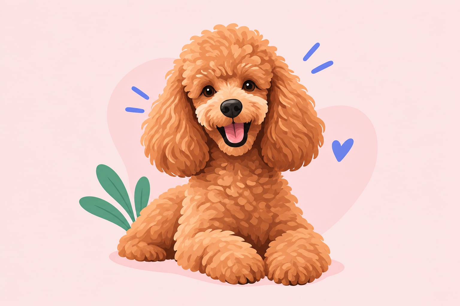 Illustration of a happy apricot poodle